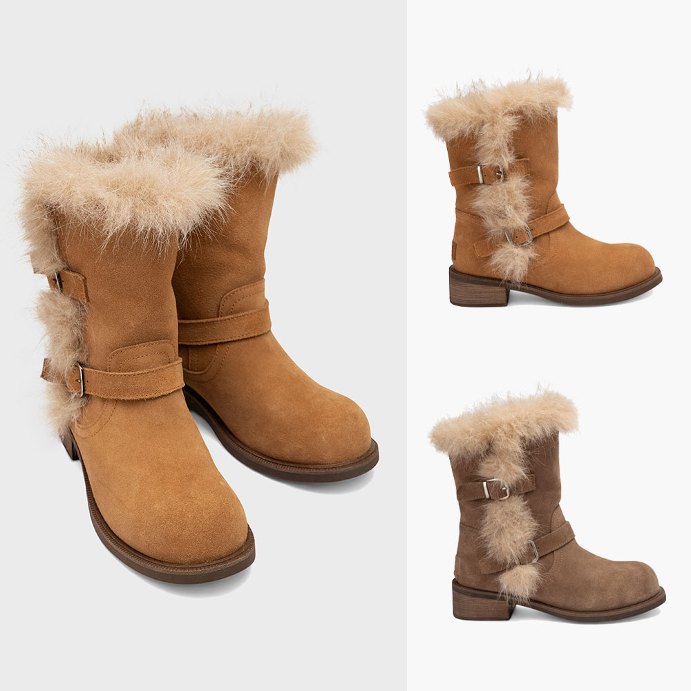 [무료배송] 호주정품 오즈웨어 퍼 트림 버클 숏 부츠 (굽4.5cm) OZWEAR UGG OB1047